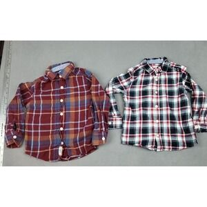 Oshkosh Bgosh Flannel Kids‎ 4A/3A Red Black Check Plaid Outdoor Lumberjack Lot